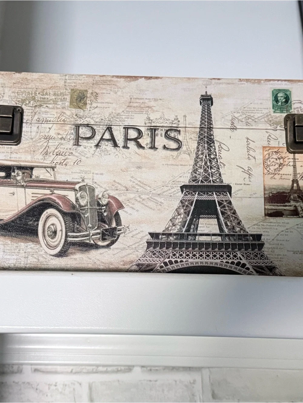Paris Eiffel Tower Vintage Wall Art in Beige and Brown